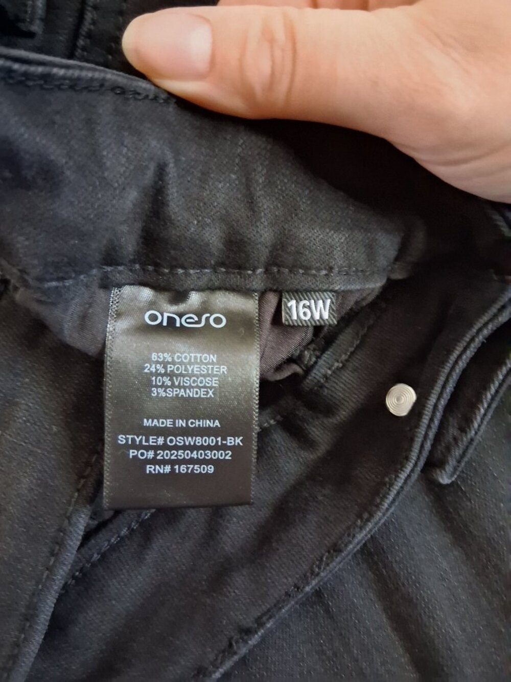 ONESO Women's Size 16W Black Mid-Low Rise Baggy BBL Wide Leg Stretch Jeans - Picture 7 of 15
